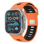 For Apple Watch 46mm / 49mm / 45mm / 44mm Checkered Reverse Buckle Silicone Watch Band(Orange Black)