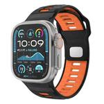 For Apple Watch 46mm / 49mm / 45mm / 44mm Checkered Reverse Buckle Silicone Watch Band(Black Orange)