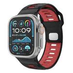 For Apple Watch 46mm / 49mm / 45mm / 44mm Checkered Reverse Buckle Silicone Watch Band(Black Red)