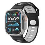 For Apple Watch 46mm / 49mm / 45mm / 44mm Checkered Reverse Buckle Silicone Watch Band(Black Grey)