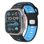 For Apple Watch 46mm / 49mm / 45mm / 44mm Checkered Reverse Buckle Silicone Watch Band(Black Blue)