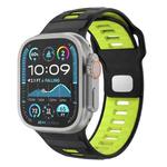 For Apple Watch 46mm / 49mm / 45mm / 44mm Checkered Reverse Buckle Silicone Watch Band(Black Green)