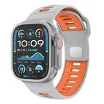 For Apple Watch 46mm / 49mm / 45mm / 44mm Checkered Reverse Buckle Silicone Watch Band(Grey Orange)