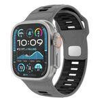 For Apple Watch 46mm / 49mm / 45mm / 44mm Checkered Reverse Buckle Silicone Watch Band(Grey Black)