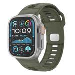 For Apple Watch 46mm / 49mm / 45mm / 44mm Checkered Reverse Buckle Silicone Watch Band(Army Green)
