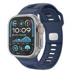 For Apple Watch 46mm / 49mm / 45mm / 44mm Checkered Reverse Buckle Silicone Watch Band(Dark Blue)