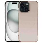 For iPhone 15 Plus / 14 Plus Electroplating Frameless Frosted Anti-Glare PC MagSafe Phone Case(Desert Gold)