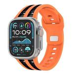 For Apple Watch 46mm / 49mm / 45mm / 44mm Dual-row Breathable Silicone Watch Band(Orange Black)
