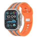 For Apple Watch 46mm / 49mm / 45mm / 44mm Dual-row Breathable Silicone Watch Band(Orange Grey)