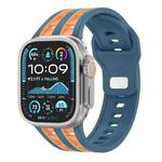 For Apple Watch 46mm / 49mm / 45mm / 44mm Dual-row Breathable Silicone Watch Band(Blue Orange)
