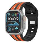 For Apple Watch 46mm / 49mm / 45mm / 44mm Dual-row Breathable Silicone Watch Band(Black Orange)
