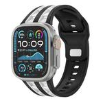 For Apple Watch 46mm / 49mm / 45mm / 44mm Dual-row Breathable Silicone Watch Band(Black White)