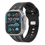 For Apple Watch 46mm / 49mm / 45mm / 44mm Dual-row Breathable Silicone Watch Band(Black Grey)
