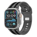 For Apple Watch 46mm / 49mm / 45mm / 44mm Dual-row Breathable Silicone Watch Band(Grey Black)