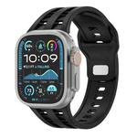 For Apple Watch 46mm / 49mm / 45mm / 44mm Dual-row Breathable Silicone Watch Band(Black)