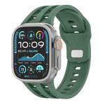 For Apple Watch 46mm / 49mm / 45mm / 44mm Dual-row Breathable Silicone Watch Band(Army Green)