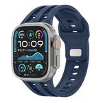 For Apple Watch 46mm / 49mm / 45mm / 44mm Dual-row Breathable Silicone Watch Band(Dark Blue)
