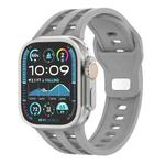 For Apple Watch 46mm / 49mm / 45mm / 44mm Dual-row Breathable Silicone Watch Band(Light Grey)