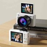 V5 64MP Retro Digital Camera 4K Recording 180 Flip Screen, Style:Small Lens(White)