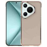 For Huawei Pura 70 Electroplating Frameless Frosted Anti-Glare PC MagSafe Phone Case(Desert Gold)