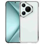 For Huawei Pura 70 Electroplating Frameless Frosted Anti-Glare PC MagSafe Phone Case(Silver White)