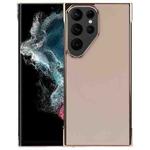 For Samsung Galaxy S22 Ultra 5G Electroplating Frameless Frosted Anti-Glare PC MagSafe Phone Case(Desert Gold)