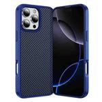 For iPhone 16 Pro Max Carbon Fiber Texture Skin-feel Acrylic TPU Phone Case(Blue)