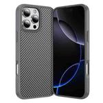 For iPhone 16 Pro Max Carbon Fiber Texture Skin-feel Acrylic TPU Phone Case(Grey)