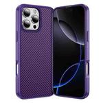 For iPhone 16 Pro Max Carbon Fiber Texture Skin-feel Acrylic TPU Phone Case(Purple)