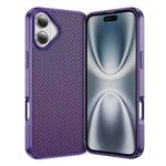 For iPhone 16 Plus Carbon Fiber Texture Skin-feel Acrylic TPU Phone Case(Purple)