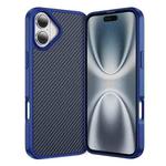 For iPhone 16 Carbon Fiber Texture Skin-feel Acrylic TPU Phone Case(Blue)