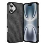 For iPhone 16 Carbon Fiber Texture Skin-feel Acrylic TPU Phone Case(Black)