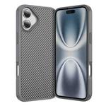 For iPhone 16 Carbon Fiber Texture Skin-feel Acrylic TPU Phone Case(Grey)