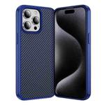 For iPhone 15 Pro Carbon Fiber Texture Skin-feel Acrylic TPU Phone Case(Blue)