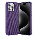 For iPhone 15 Pro Carbon Fiber Texture Skin-feel Acrylic TPU Phone Case(Purple)
