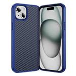 For iPhone 15 Plus Carbon Fiber Texture Skin-feel Acrylic TPU Phone Case(Blue)