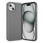 For iPhone 15 Plus Carbon Fiber Texture Skin-feel Acrylic TPU Phone Case(Grey)
