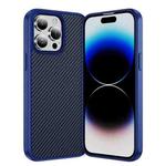 For iPhone 14 Pro Max Carbon Fiber Texture Skin-feel Acrylic TPU Phone Case(Blue)