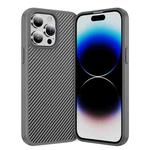 For iPhone 14 Pro Max Carbon Fiber Texture Skin-feel Acrylic TPU Phone Case(Grey)