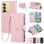 For Realme C75 5G / 14X 5G Round Buckle Zipper Wallet Leather Phone Case with Crossbody Strap(Pink)
