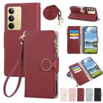 For Realme C75 5G / 14X 5G Round Buckle Zipper Wallet Leather Phone Case with Crossbody Strap(Red)