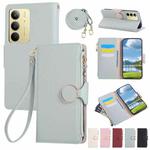 For Realme C75 5G / 14X 5G Round Buckle Zipper Wallet Leather Phone Case with Crossbody Strap(Sky Blue)