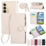 For Realme C75 5G / 14X 5G Round Buckle Zipper Wallet Leather Phone Case with Crossbody Strap(White)
