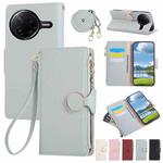 For Redmi K80 Pro / Poco F7 Ultra Round Buckle Zipper Wallet Leather Phone Case with Crossbody Strap(Sky Blue)