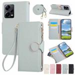 For Redmi Note 12 Pro 5G Round Buckle Zipper Wallet Leather Phone Case with Crossbody Strap(Sky Blue)