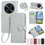 For Redmi 14C 5G Round Buckle Zipper Wallet Leather Phone Case with Crossbody Strap(Sky Blue)