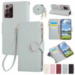 For Samsung Galaxy Note20 Ultra Round Buckle Zipper Wallet Leather Phone Case with Crossbody Strap(Sky Blue)