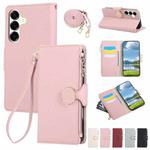 For Samsung Galaxy A16 4G / 5G / A26 5G Round Buckle Zipper Wallet Leather Phone Case with Crossbody Strap(Pink)