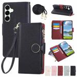 For Samsung Galaxy A16 4G / 5G / A26 5G Round Buckle Zipper Wallet Leather Phone Case with Crossbody Strap(Black)