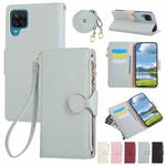 For Samsung Galaxy A42 5G Round Buckle Zipper Wallet Leather Phone Case with Crossbody Strap(Sky Blue)